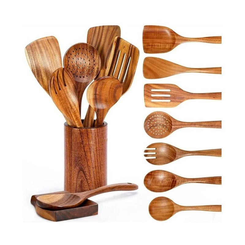 Akazienholz-Spatel, Kochspatel, Suppenlöffel, Holz-Küchengeschirr-Set
